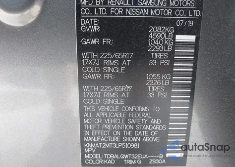 2020 Nissan Rogue Sv Fwd from USA, damaged, VIN KNMAT2MT3LP510981